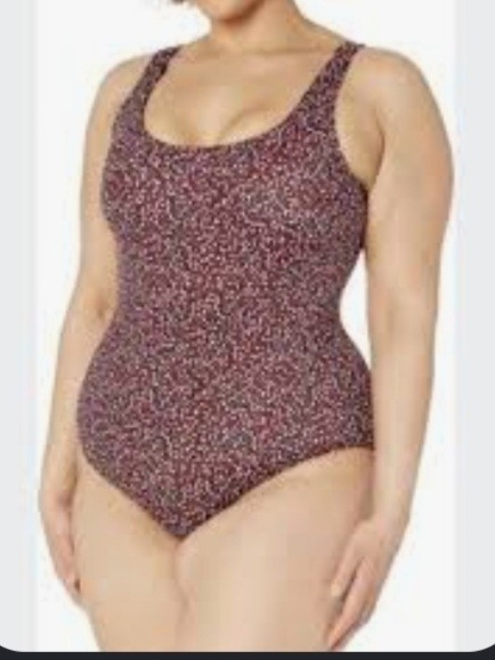 Amazon Essential One-Piece Swimsuit in Maroon Red Brick Leopard Print - Size 4X